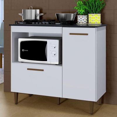 Balcão 2 Portas Para Cooktop 4 Bocas Zurique Kaiki Móveis Branco
