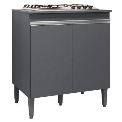 Balcao Com Tampo Cooktop 79 Cm 2 Portas Andreia Cinza Reajl Cinza