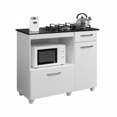 Balcão Para Cooktop 4 Bocas 2 Portas 1 Gaveta Kaiki Móveis Violeta Branco
