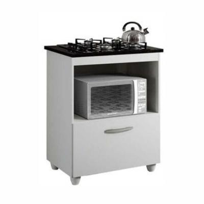 Balcão Para Cooktop 4 Bocas 1 Porta Salvia Kaiki Móveis Branco