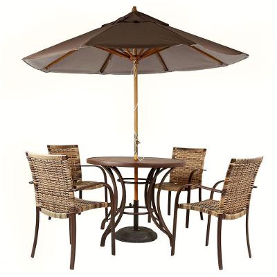 Combo 4 Cadeiras Fibra , Mesa  E  Marrom