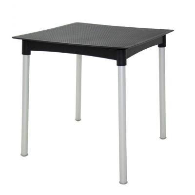 Mesa Laura Rattan Polipropileno Preto Pernas De Alumínio