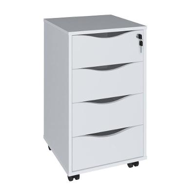 Gaveteiro 4 Gavetas Pés Rodízios Mobile Bit Branco - Artany
