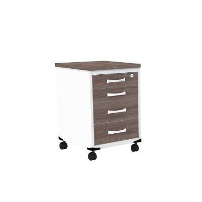 Gaveteiro Volante 4 Gavetas Com Chaves Pe25 Em Mdp Walnut E Branco