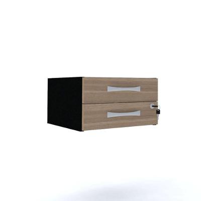 Gaveteiro Aéreo Tub 2 Gavetas Com Chaves Pe40 Em Mdp Noce Naturalle