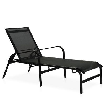 Espreguiçadeira Para Piscina, área Externa, Jardim, Em Alumínio - Preto E Tela Sling Preto