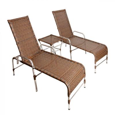 2 Espreguiçadeiras Catar + Mesa Centro Trama Original Preto