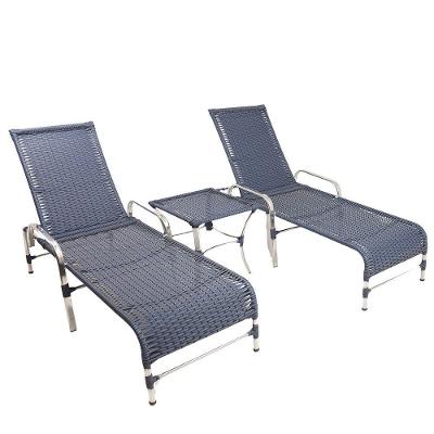 2 Espreguiçadeiras De Alumínio + 1 Mesa De Centro Azul Dark