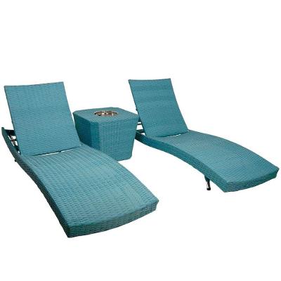 2 Espreguiçadeiras + Mesa 6 Regulagens Azul Turquesa