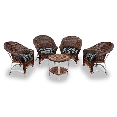 4 Poltronas + 1 Mesa Centro Friso Preto