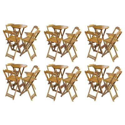 Kit 6 Jogos De Mesa Bistrô De Madeira Com 4 Cadeiras Dobravel Mel - Amarelo