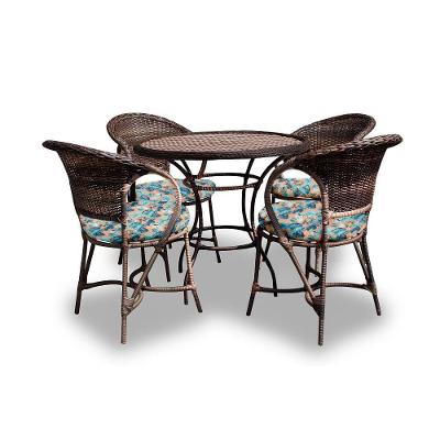 Conjunto De Mesa 4 Poltronas + 1 Mesa Costela De Adão Azul