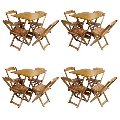 Kit 4 Jogos De Mesa Com 4 Cadeiras De Madeira Dobravel 70X70 - Mel - Amarelo