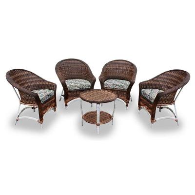 4 Poltronas + 1 Mesa Centro Costela De Adão Verde
