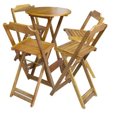 Jogo De Mesa Bistrô De Madeira Com 4 Cadeiras Dobravel Mel - Amarelo