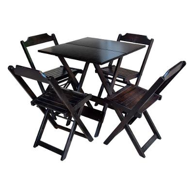 Jogo De Mesa Com 4 Cadeiras De Madeira Dobravel 60X60 - Tabaco - Marrom