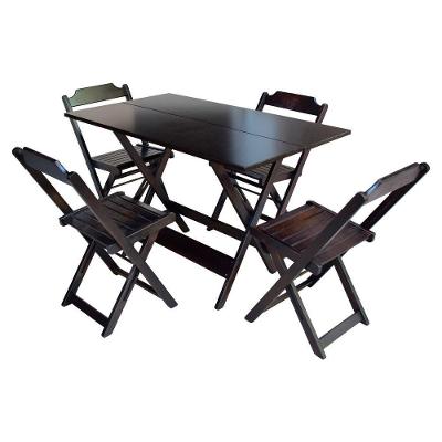 Jogo De Mesa Com 4 Cadeiras De Madeira Dobravel 120X70 - Tabaco - Marrom