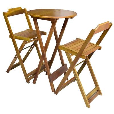 Jogo De Mesa Bistrô De Madeira Com 2 Cadeiras Dobravel Mel - Amarelo