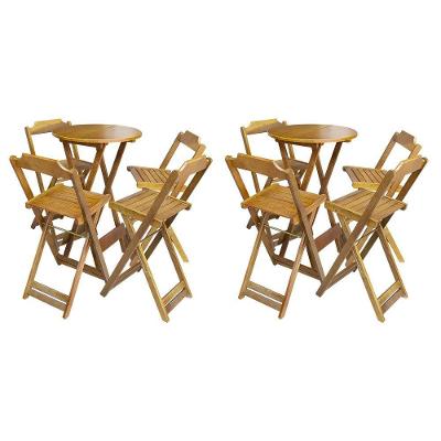 Kit 2 Jogos De Mesa Bistrô De Madeira Com 4 Cadeiras Dobravel Mel - Amarelo