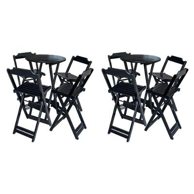 Kit 2 Jogos De Mesa Bistrô De Madeira Com 4 Cadeiras Dobravel Preto - Preto