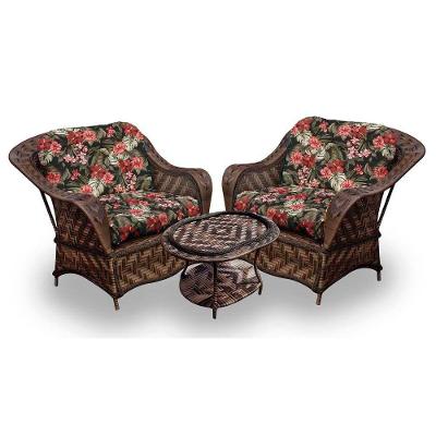 Conjunto De Poltronas Fibra Sintética Naja - 2 Poltronas + 1 Mesa Centro - Tecido Maui Preto