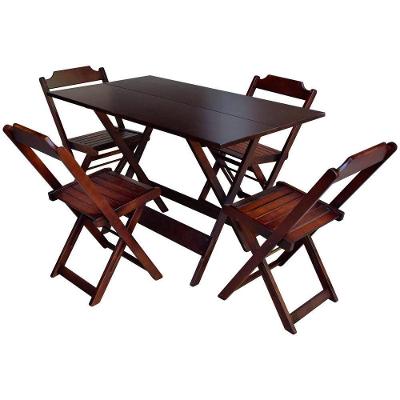 Jogo De Mesa De Madeira 1,20X70 C/ 04 Cadeiras Imbuia - Marrom