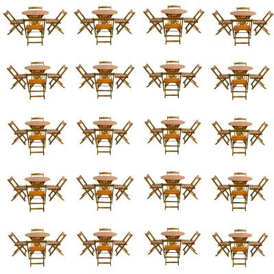 Kit 20 Jogos De Mesa Dobravel Com 4 Cadeiras Tampo Redondo 70X70 Mel - Amarelo
