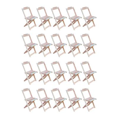 Kit 20 Cadeiras De Madeira Dobravel Sem Pintura/Crua - Marrom