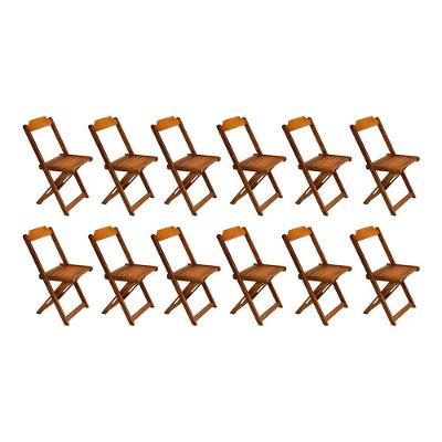 Kit 12 Cadeiras De Madeira Dobravel Mel - Amarelo