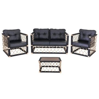 Conjunto De Poltronas, Namoradeira E Mesa Em Alumínio