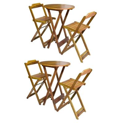 Kit 2 Jogos De Mesa Bistrô De Madeira Com 2 Cadeiras Dobravel Mel - Amarelo