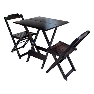 Conjunto De Mesa Dobravel Com 2 Cadeiras De Madeira 70X70 Pratica - Tabaco