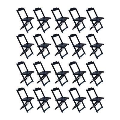 Kit 20 Cadeiras De Madeira Dobravel Preto - Preto