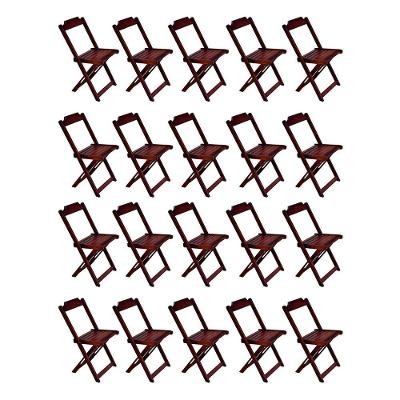 Kit 20 Cadeiras De Madeira Dobravel Imbuia - Marrom