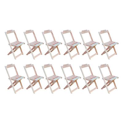 Kit 12 Cadeiras De Madeira Dobravel Sem Pintura/Crua - Marrom