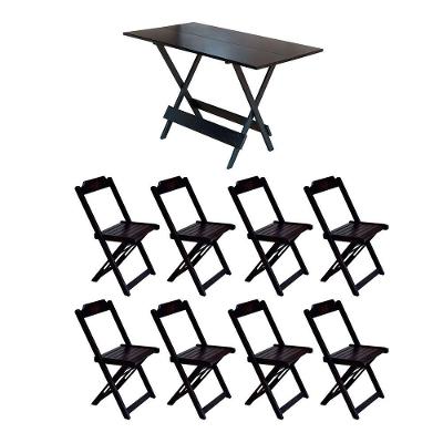 Conjunto Mesa De Madeira Dobravel 1,20X70 Tabaco 8 Cadeiras - Marrom