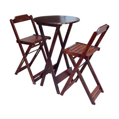 Conjunto Bistrô Com 2 Cadeiras De Madeira Dobravel - Imbuia