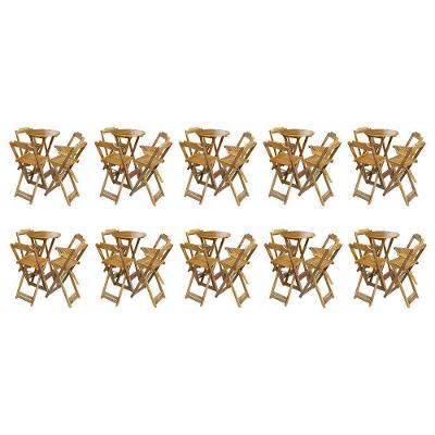 Kit 10 Jogos De Mesa Bistrô De Madeira Com 4 Cadeiras Dobravel Mel - Amarelo