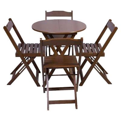 Jogo De Mesa Dobravel Com 4 Cadeiras Tampo Redondo 70X70 Imbuia - Marrom