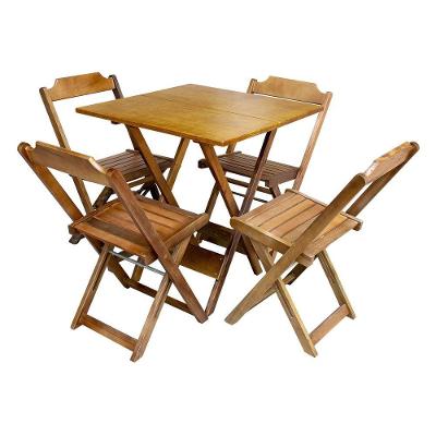 Conjunto De Mesa Com 4 Cadeiras De Madeira Dobravel 60X60 - Mel - Amarelo