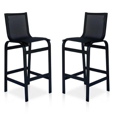 Duas Banquetas Altas Para Balcões, Mesas Bistrôs, áreas Externas - Preto