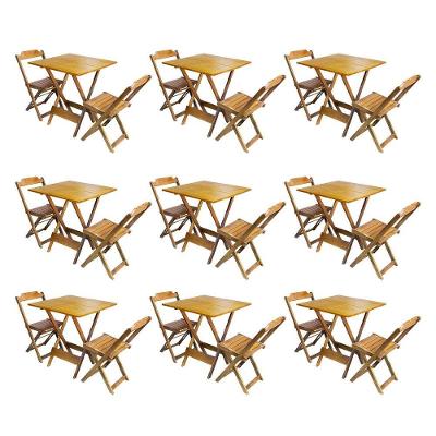 Kit 9 Jogos De Mesa Dobravel Com 2 Cadeiras De Madeira 70X70 Para Restaurante E Bar - Mel