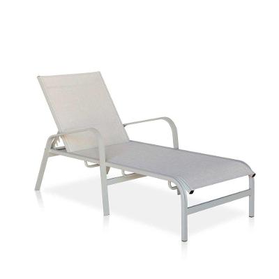 Espreguiçadeira Para Piscina, área Externa, Jardim, - Cinza E Tela Sling Cinza