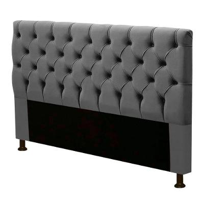 Cabeceira Box Casal Queen Size Cristal 160cm Suede Cinza
