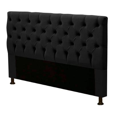 Cabeceira Box Casal Queen Size Cristal 160cm Suede Preto