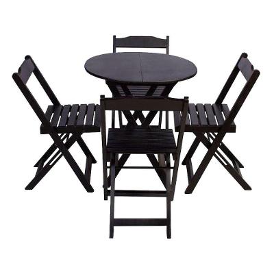 Jogo De Mesa Dobravel Com 4 Cadeiras Tampo Redondo 70X70 Tabaco - Marrom