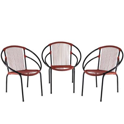 Kit Com 3 Cadeiras Eclipse De área, Cor Vermelho