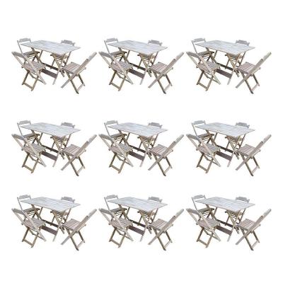 Kit 9 Conjuntos De Mesa Dobravel Com 4 Cadeiras De Madeira 120X70 Para Restaurante E Bar - Sem Pintu