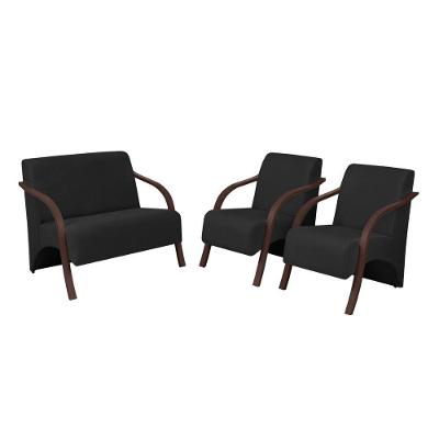 Conjunto Vênus Pé Madeira 1 Namoradeira 2 Polt Courino Preto
