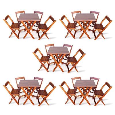 Kit De 5 Conjuntos De Mesa Dobrável 70x70 Com 4 Cadeiras Imbuia